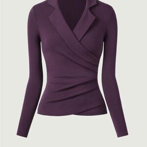 OGL Collared Surplice Purple Women's Top NWT